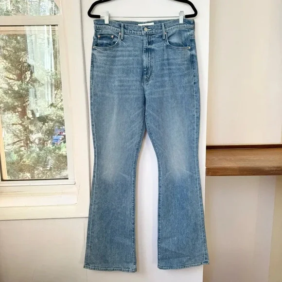 New MOTHER Superior The Weekender Slice Flare Jeans Medium Blue 33 - Picture 7 of 17